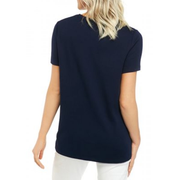 Kim Rogers® Petite Short Sleeve Crew Neck Graphic T-Shirt