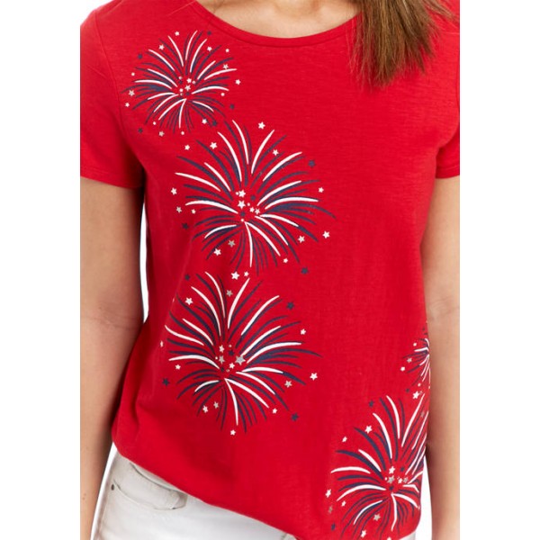 Kim Rogers® Petite Short Sleeve Embroidered Art T-Shirt