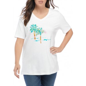 Kim Rogers® Women's Perfectly Soft Short Sleeve V-Neck Graphic T-Shirt 