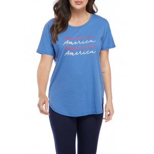 New Directions® Petite Studio Short Sleeve America Graphic T-Shirt 