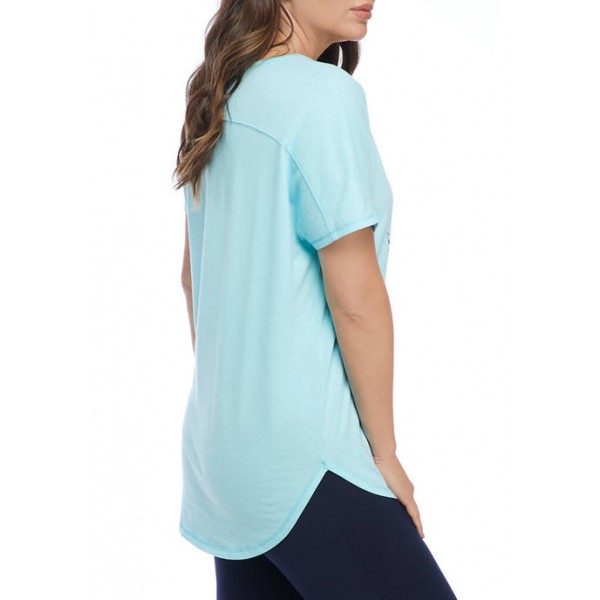 New Directions® Studio Women's Short Sleeve Blue Leopard Graphic T-Shirt