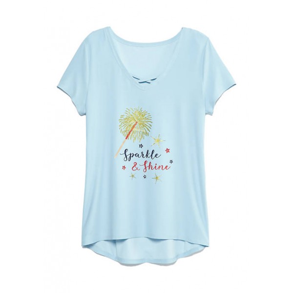 New Directions® Women's Sparkle and Shine Screen Flitter T-Shirt