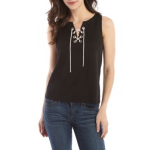 THE LIMITED Sleeveless Lace Up Grommet Top