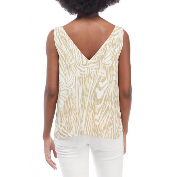 THE LIMITED Women's Fluid Crepe V-Neck Shell Print