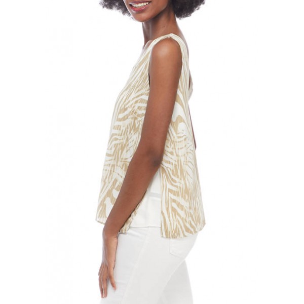 THE LIMITED Women's Fluid Crepe V-Neck Shell Print