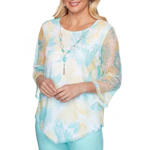 Alfred Dunner Women's Spring Lake Floral Mesh Knit Tunic 