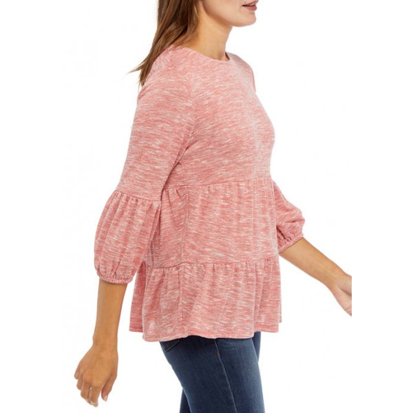 New Directions® Women's Lantern Sleeve Hacci Tier Knit Top