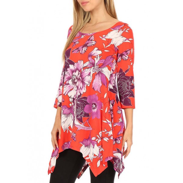 White Mark Women's Floral Tunic Top