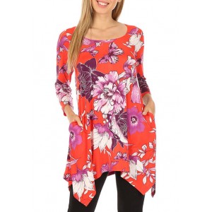 White Mark Women's Floral Tunic Top 