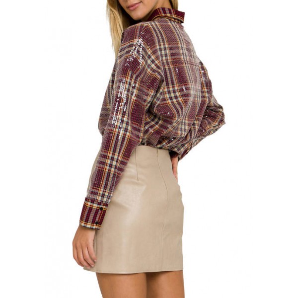 Grey Lab Check Patterned Sequin Shirt