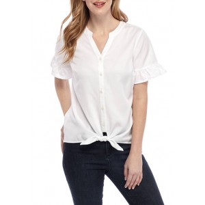 Kim Rogers® Women's Flutter Sleeve Tie Front Shirt 