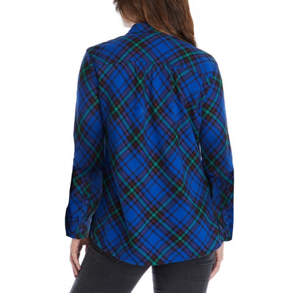 Kim Rogers® Women's Roll Tab Sleeve Flannel Shirt