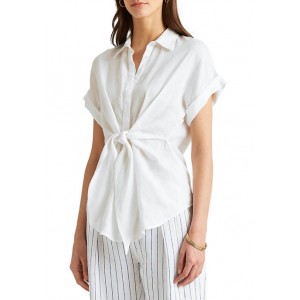 Lauren Ralph Lauren Women's Tie Front Linen Shirt 