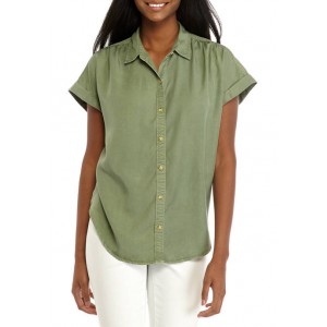 New Directions® Women's Dolman Sleeve Button Down Tie Front Shirt 