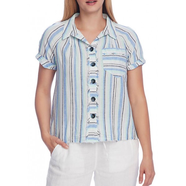 Vince Camuto Women's 1 Pocket Button Down Shirt