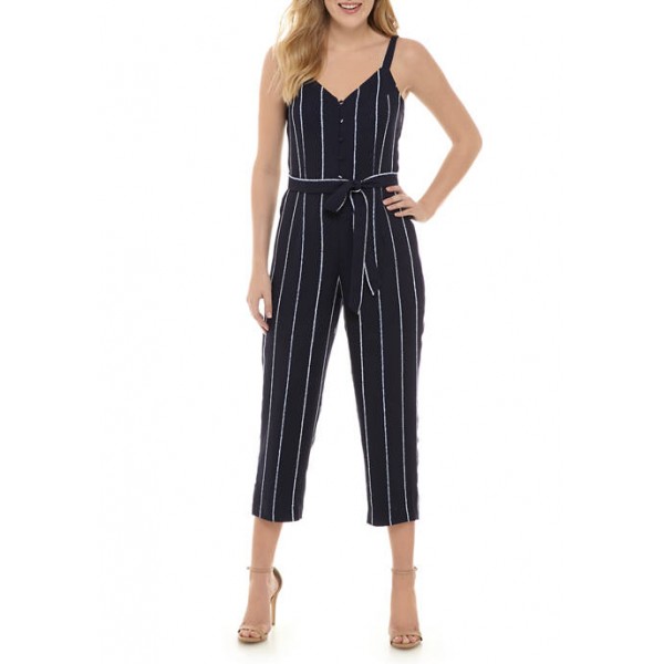 THE LIMITED Women's Button Front Striped Jumpsuit
