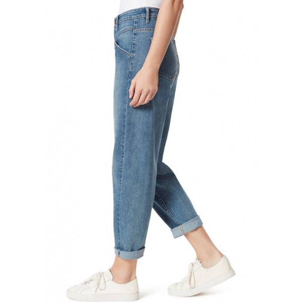Frayed Women's 5 Button Tapered Ankle Length Jeans
