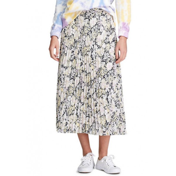 Chaps Floral Pleat Georgette Skirt