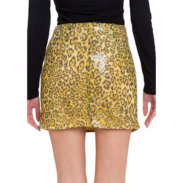 Endless Rose Leopard Pattern Sequin Skirt