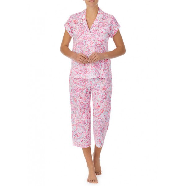 Lauren Ralph Lauren Dolman Sleeve Notch Collar Capris Pajama Set