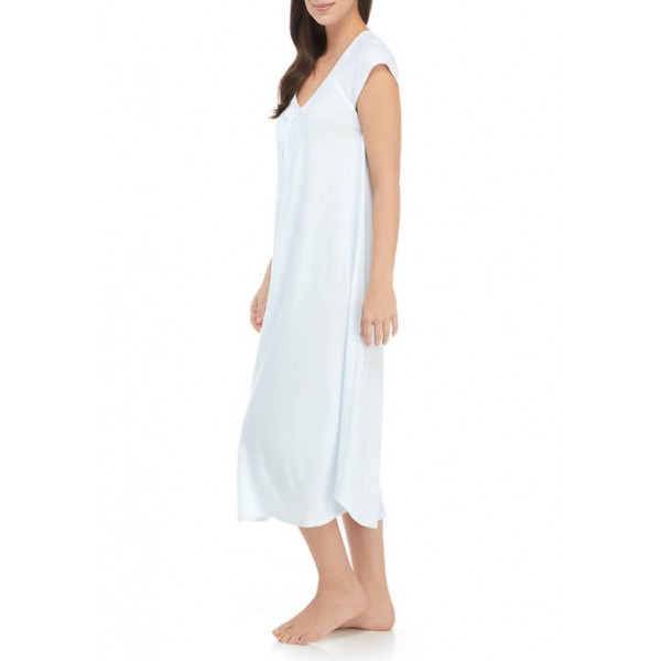 Miss Elaine Blue and White Cottonessa Long Nightgown