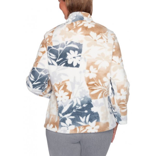 Alfred Dunner Women's Floral Patchwork Fleece Jacket