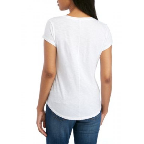 Crown & Ivy™ Short Sleeve Relaxed Fit V Neck Tee