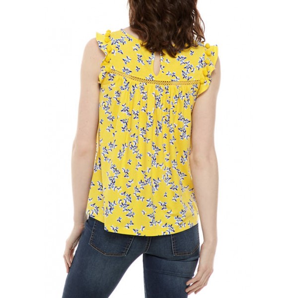 Crown & Ivy™ Women's Flutter Sleeve Printed Top