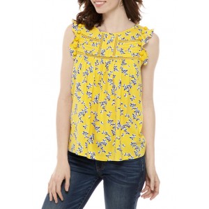 Crown & Ivy™ Women's Flutter Sleeve Printed Top 