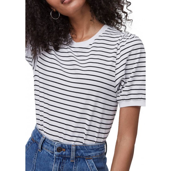 French Connection Striped Puff Sleeve T-Shirt