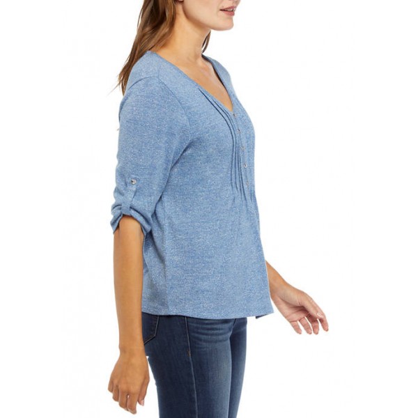 Kim Rogers® Women's Roll Tab Honeycomb LUREX® Shirt