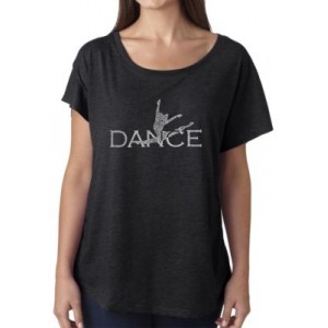 LA Pop Art Loose Fit Dolman Cut Word Art T-Shirt - Dancer 