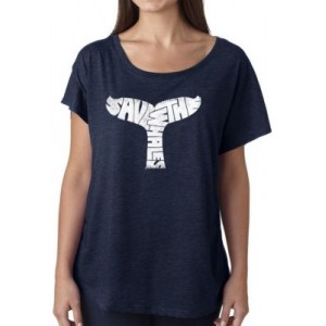 LA Pop Art Loose Fit Dolman Cut Word Art T-Shirt - Save The Whales 