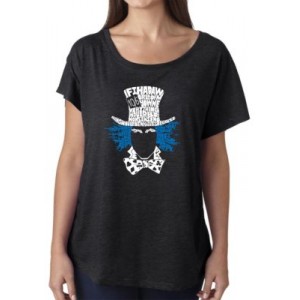 LA Pop Art Loose Fit Dolman Cut Word Art T-Shirt - The Mad Hatter 
