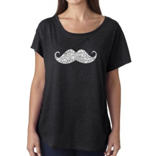 LA Pop Art Loose Fit Dolman Cut Word Art T-Shirt - Ways to Style a Mustache