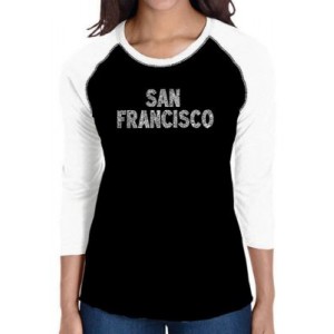LA Pop Art Raglan Baseball Word Art T-Shirt - San Francisco Neighborhoods 
