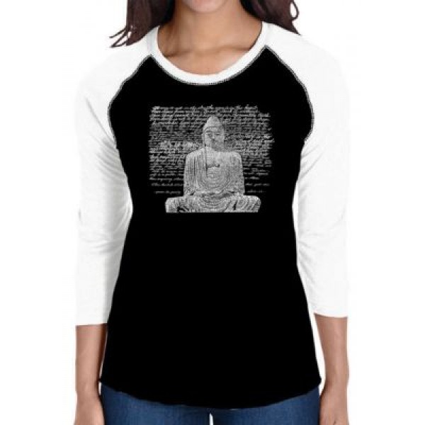 LA Pop Art Raglan Baseball Word Art T-Shirt - Zen Buddha