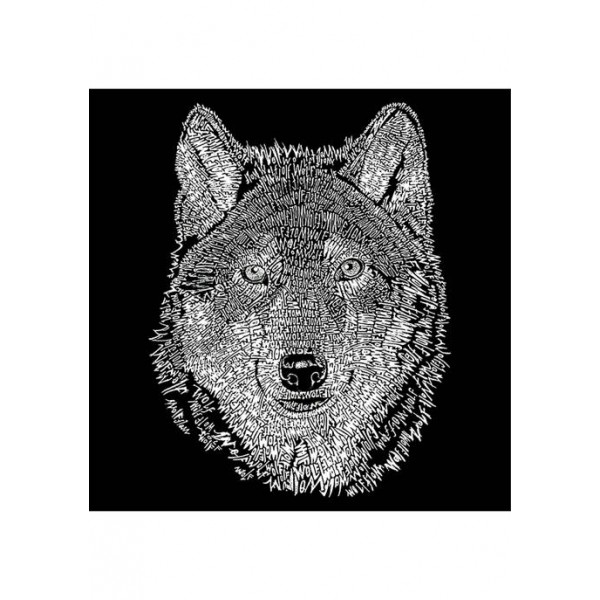 LA Pop Art Women's Loose Fit Dolman Cut Word Graphic Art Shirt - Wolf
