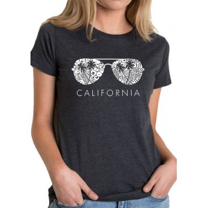 LA Pop Art Women's Premium Blend Word Art Graphic T-Shirt - California Shades 