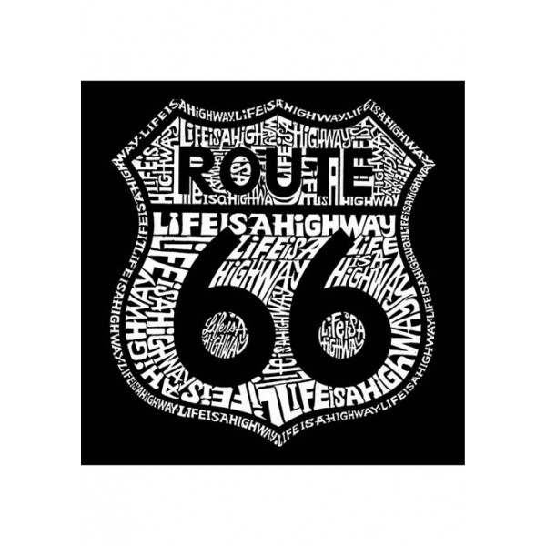 LA Pop Art Women's Premium Blend Word Art Graphic T-Shirt - Route 66 - Life is a Highway