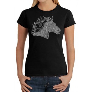 LA Pop Art Women's Word Art Graphic T-Shirt - Horse Mane 