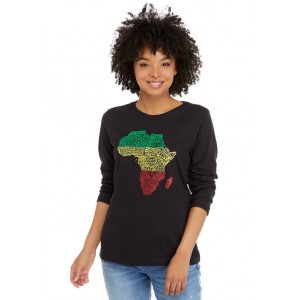 LA Pop Art Women's Word Art Long Sleeve T-Shirt - Countries in Africa 