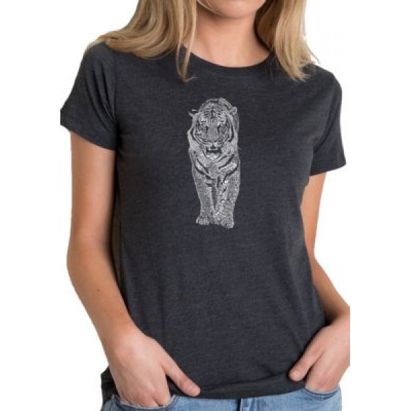 LA Pop Art Women's Word Art T-Shirt - Tiger