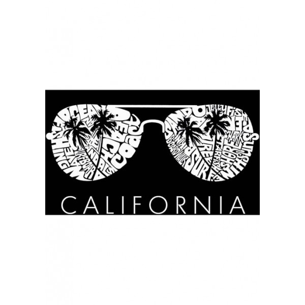 LA Pop Art Women's Word Art V-Neck Graphic T-Shirt - California Shades