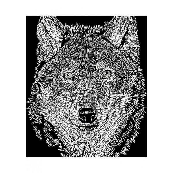 LA Pop Art Women's Word Art V-Neck Graphic T-Shirt - Wolf