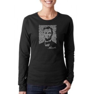 LA Pop Art Word Art Long Sleeve T-Shirt - Abraham Lincoln - Gettysburg Address 