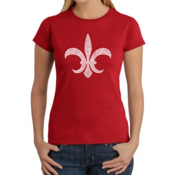 LA Pop Art Word Art T-Shirt - Fleur de Lis - Popular Louisiana Cities
