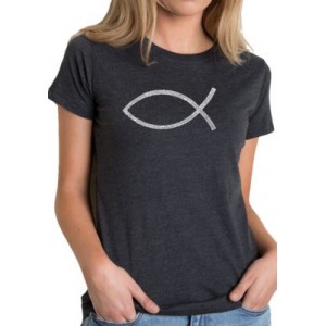 LA Pop Art Word Art T-Shirt- Jesus Fish 