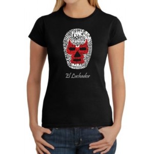 LA Pop Art Word Art T-Shirt - Mexican Wrestling Mask 
