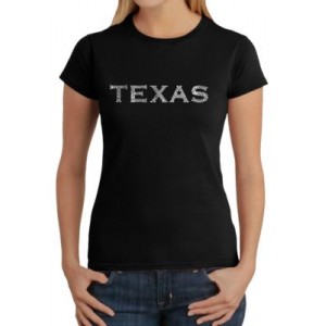 LA Pop Art Word Art T-Shirt - The Great Cities of Texas 